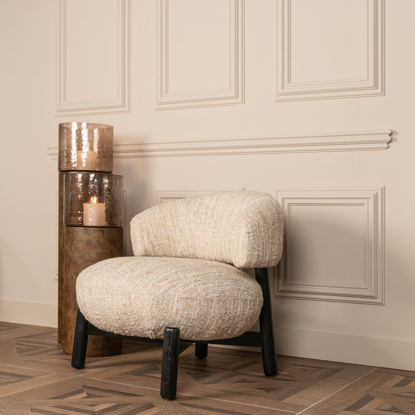 Lounge chair Ornella beige angora Richmond Interiors Lenestol