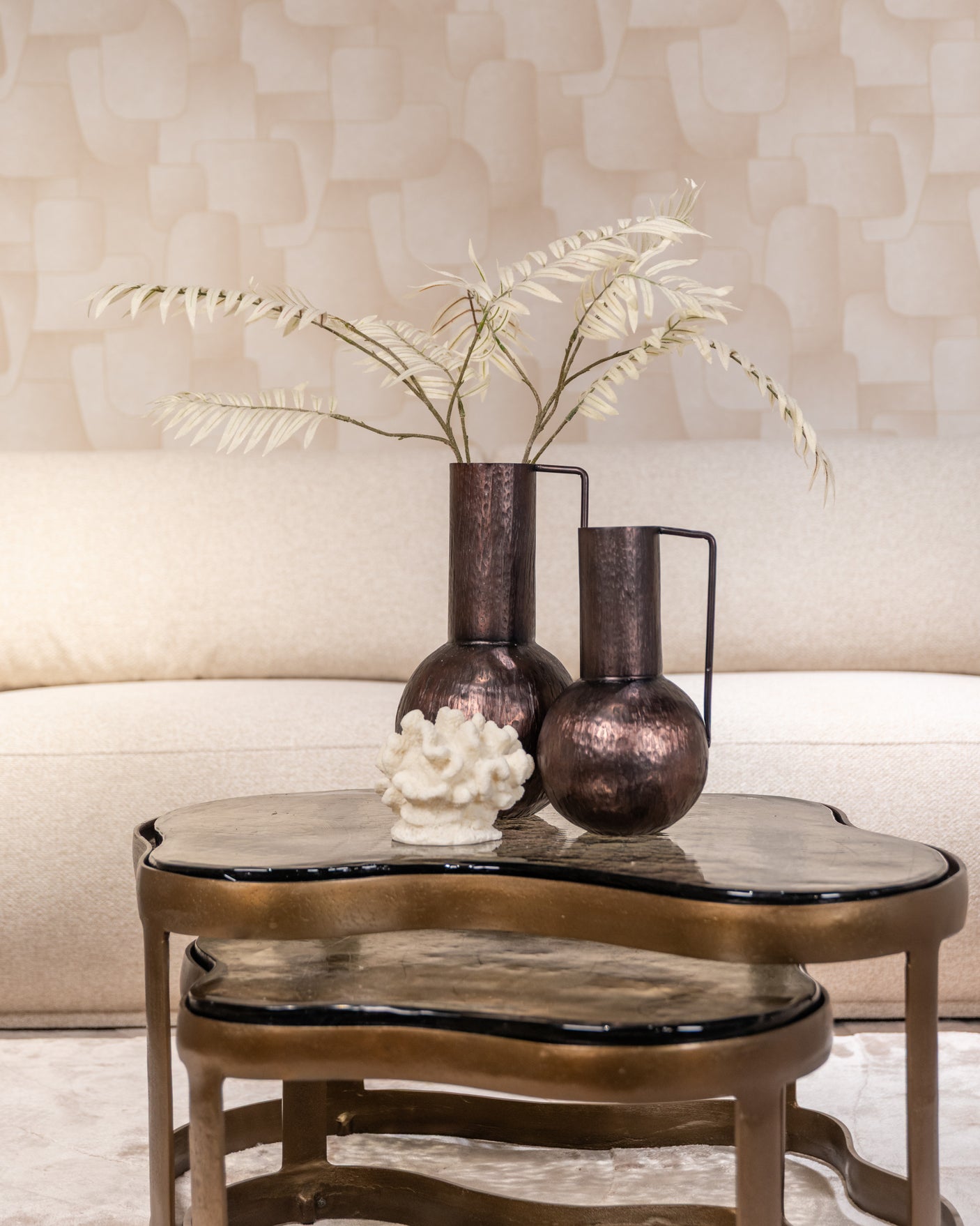 Salongbord Fairfield messing antikk Sett med 2 Richmond Interiors Sofabord