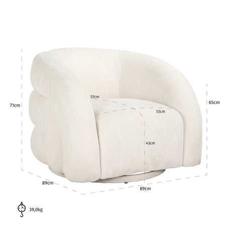 Lounge chair Arcus hvit enhjørning svingbar Richmond Interiors Lenestol