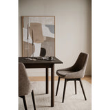 Denley stol mørk beige stoff/brune eikeben Rowico Spisestol