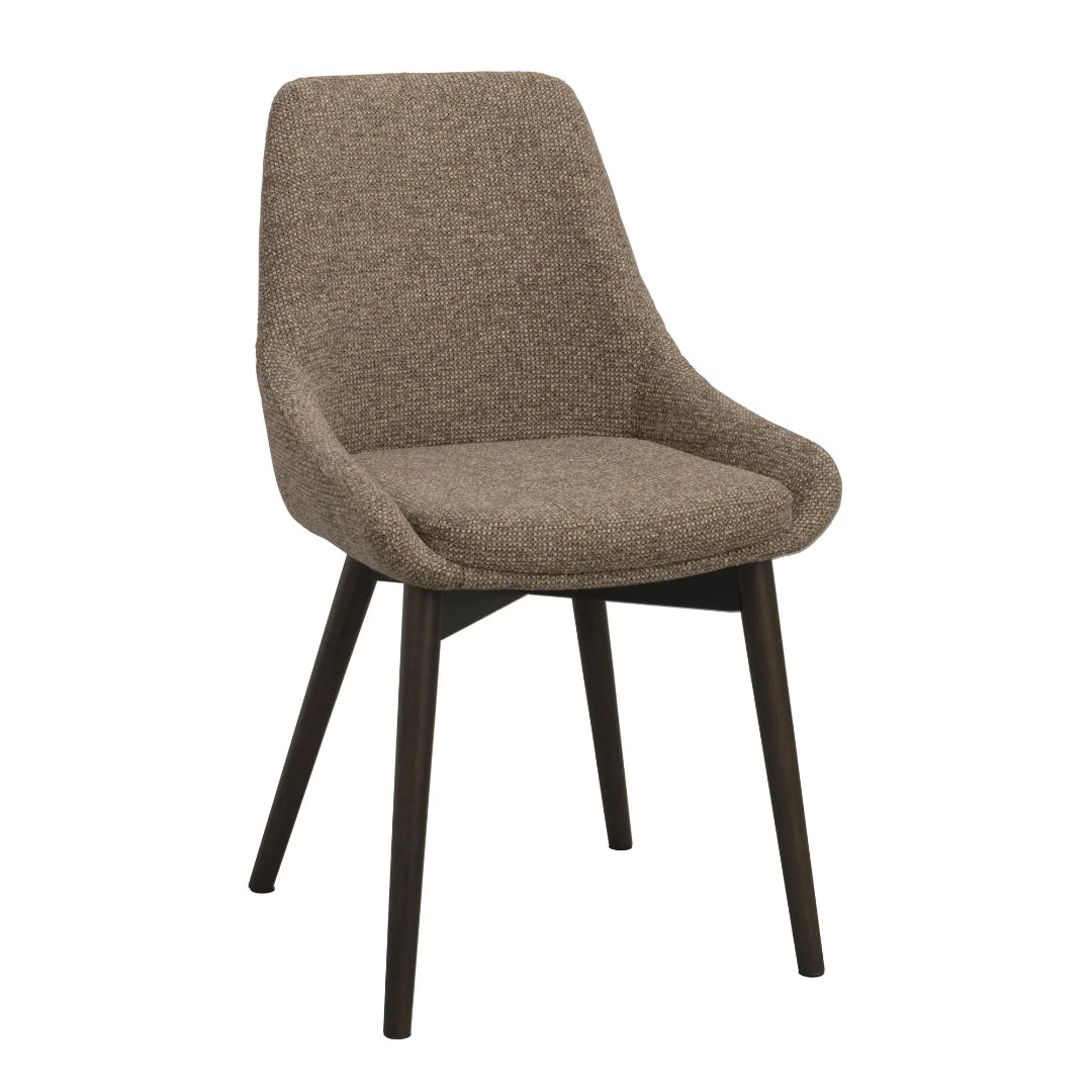 Denley stol mørk beige stoff/brune eikeben Rowico Spisestol