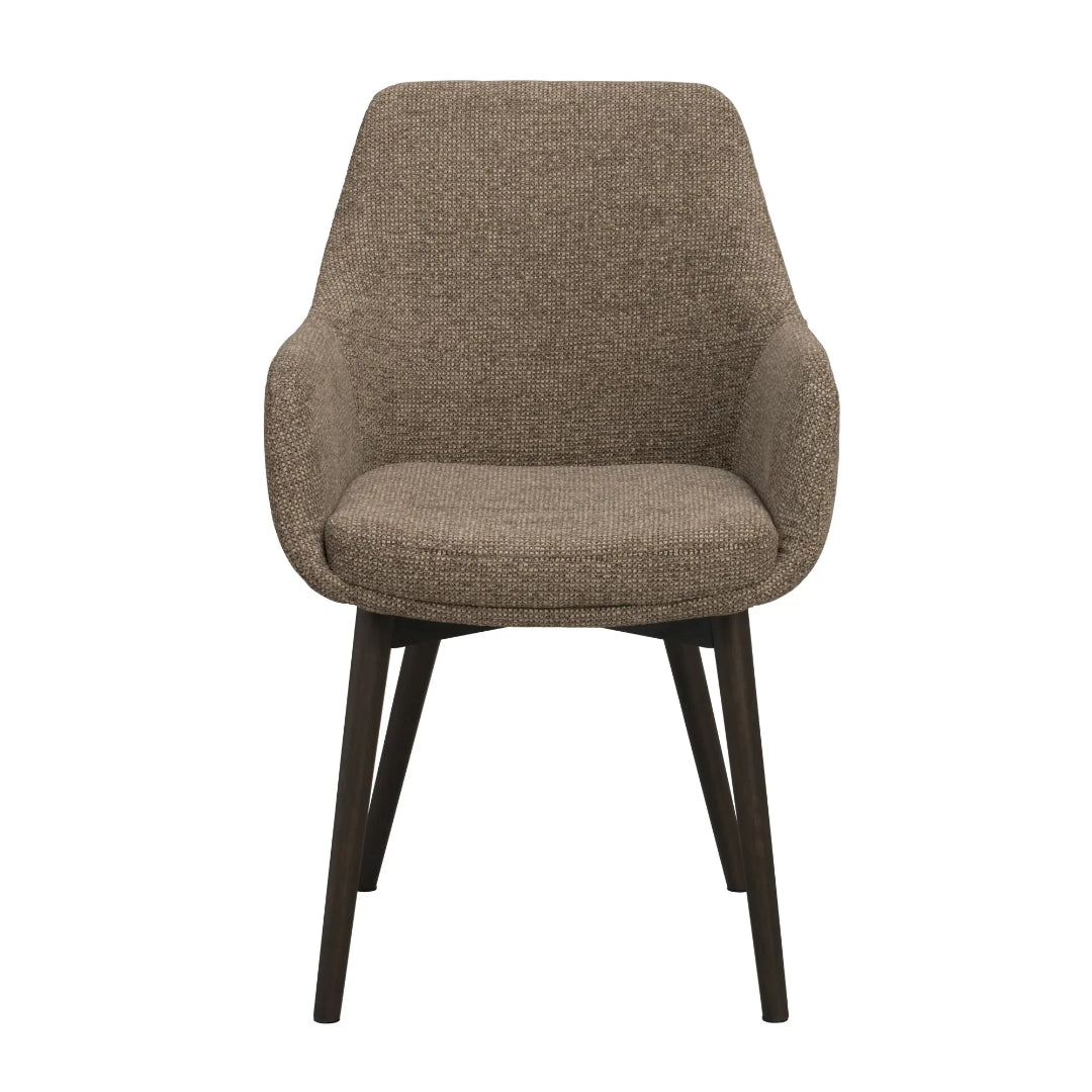 Denley lenestol mørk beige stoff/ben i brunt eike Rowico Lenestol