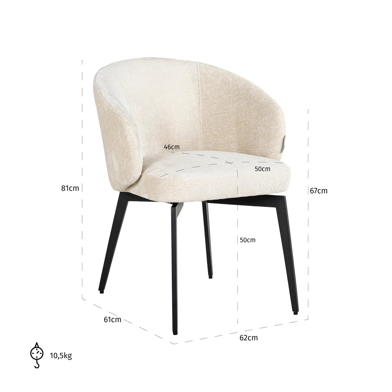 Spisestol Amphara FR hvit chenille flammehemmende Richmond Interiors Spisestol