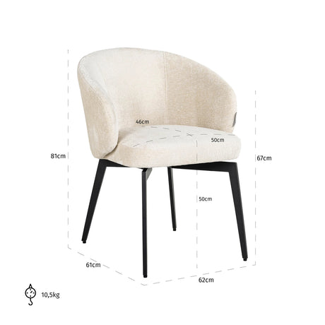 Spisestol Amphara FR hvit chenille flammehemmende Richmond Interiors Spisestol