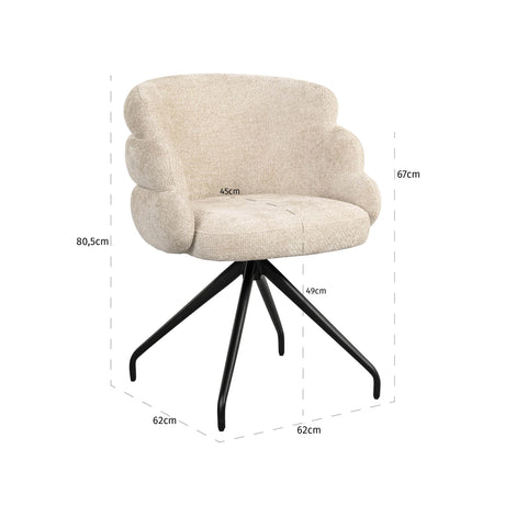 Spisestol Kayla cream unicorn svingbar Richmond Interiors Spisestol