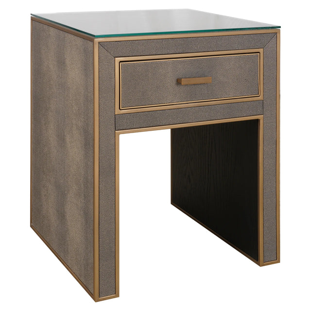 Nattbord Bloomville messing shagreen inkl. glassplate Richmond Interiors Nattbord