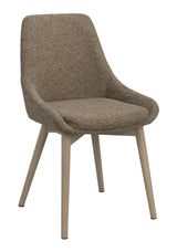 Denley stol mørk beige stoff/trebeins hvitvask Rowico Spisestol