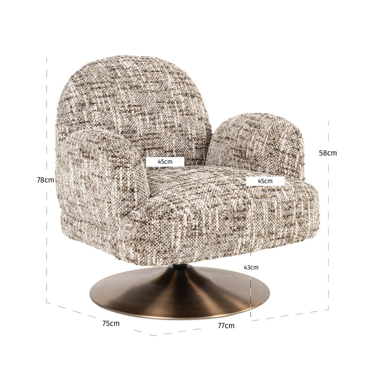Loungestol Kagney brun omara svingbar Richmond Interiors Lenestol