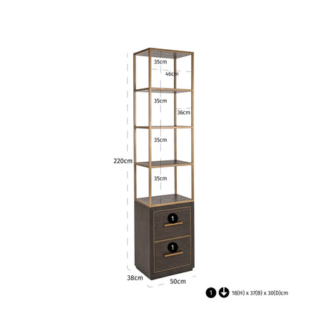 Utstillingsskap Carter brun lite 2 skuffer Richmond Interiors Vitrineskap