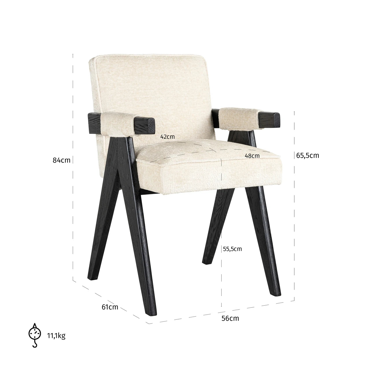 Spisestol Cooper hvit chenille Richmond Interiors Spisestol
