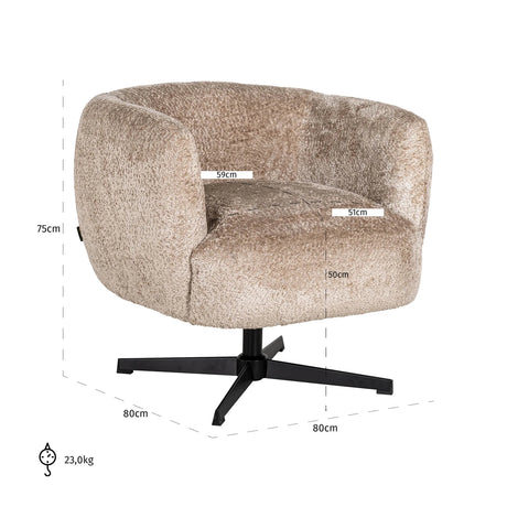 Lounge chair Estelle sau naturlig svingbar Richmond Interiors Lenestol
