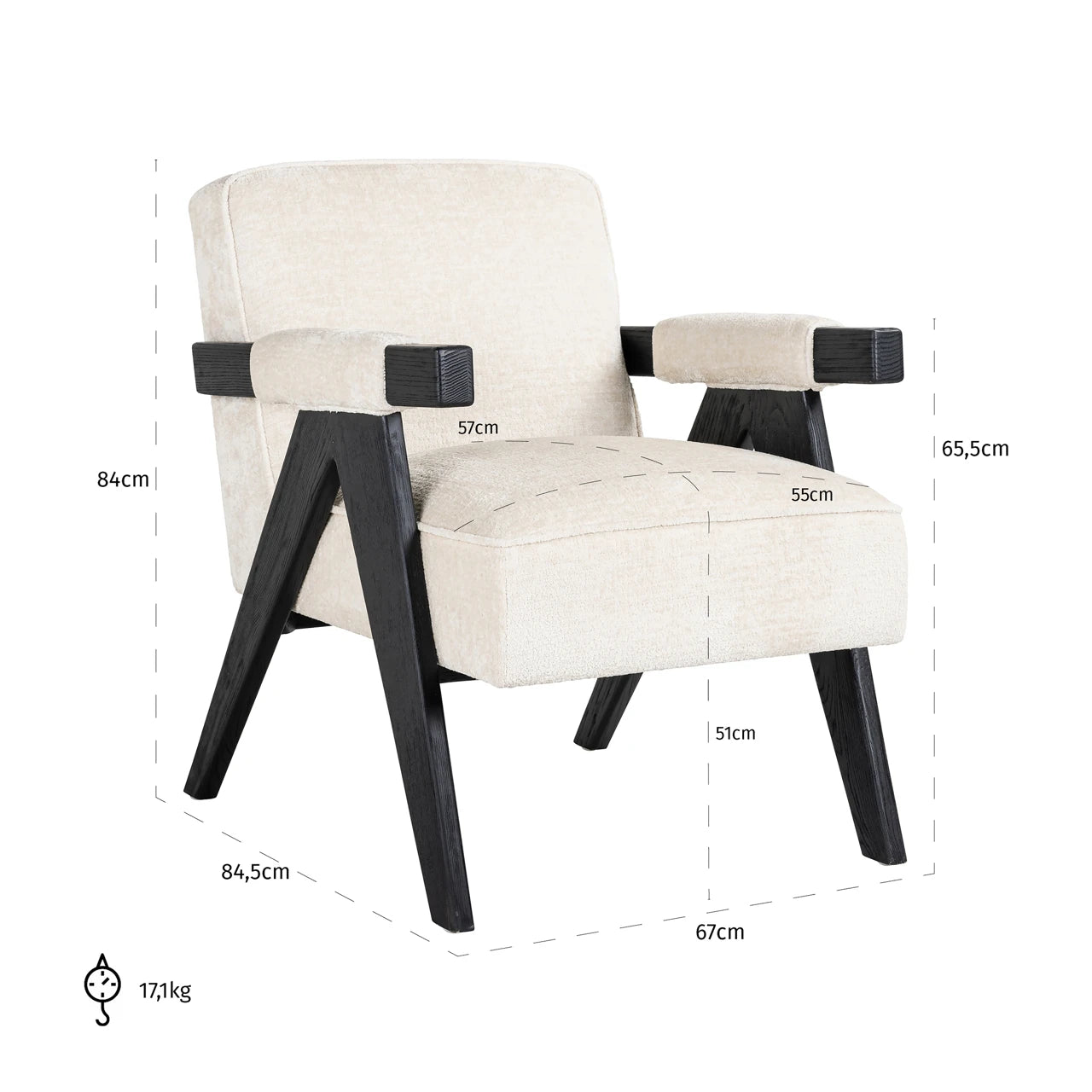 Lounge chair Cooper hvit chenille Richmond Interiors Lenestol
