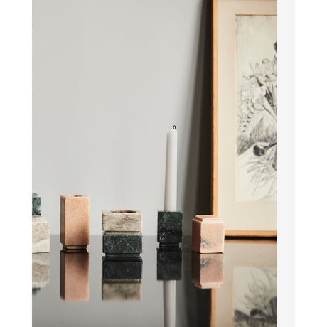 HAIDA lysestaker i marmor - h7,7 cm - rosa Nordal CANDLEHOLD