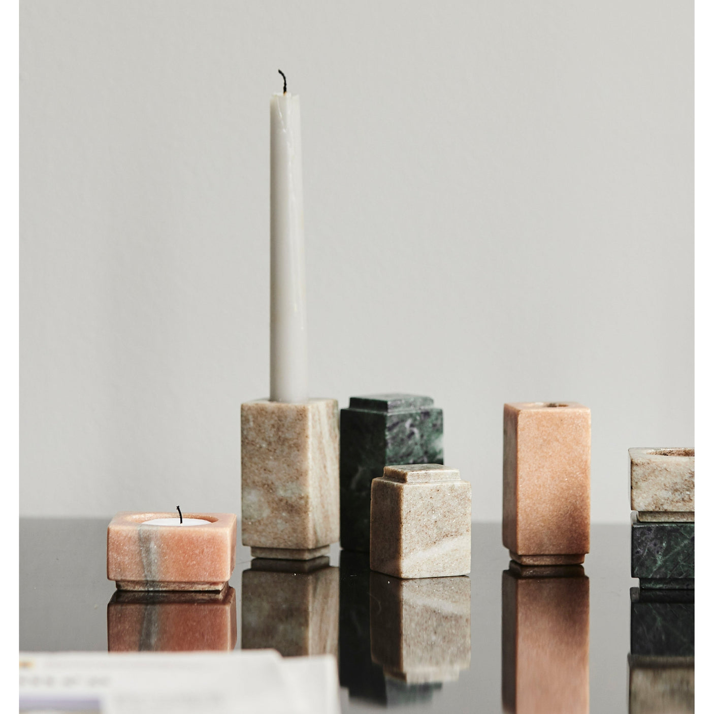 HAIDA firkantet marmor - h3 cm - rosa Nordal CANDLEHOLD