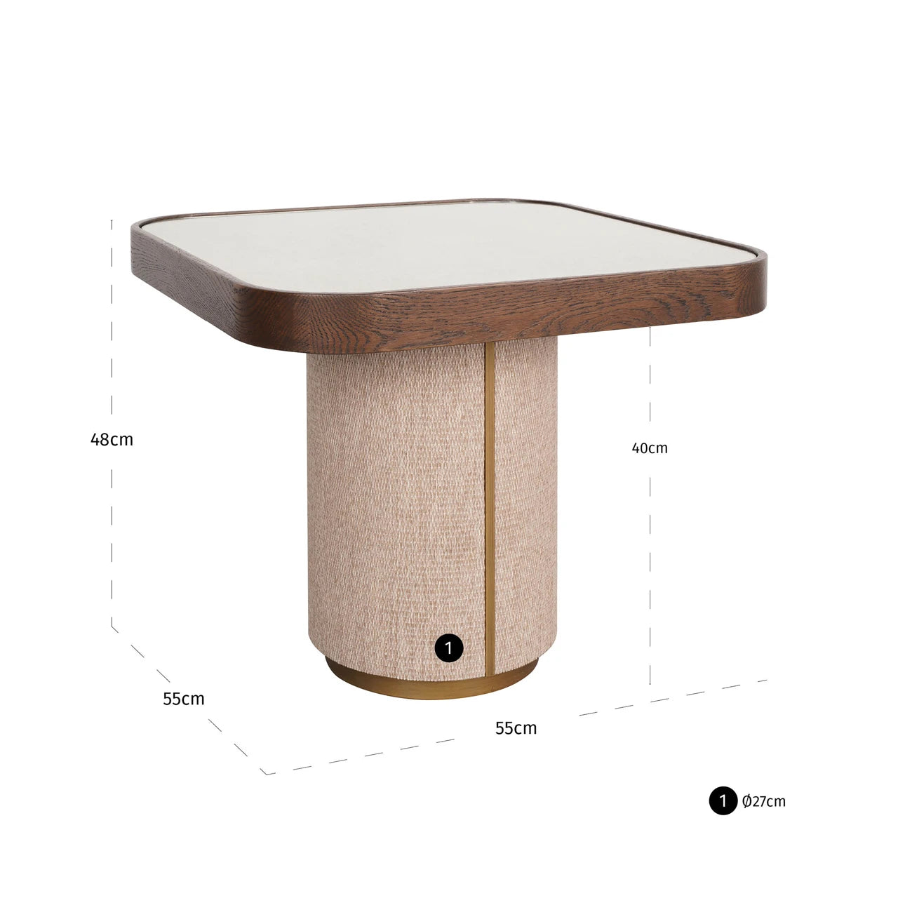 Endebord Willox beige inkludert glass Richmond Interiors Sidebord