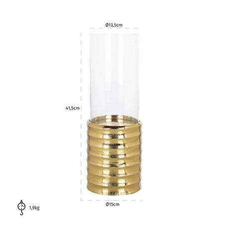 Hurricane-lampe Bodil gull stor Richmond Interiors Lanterne og lysglass