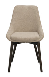 Denley stol lysbeige stoff/brune eikeben Rowico Spisestol