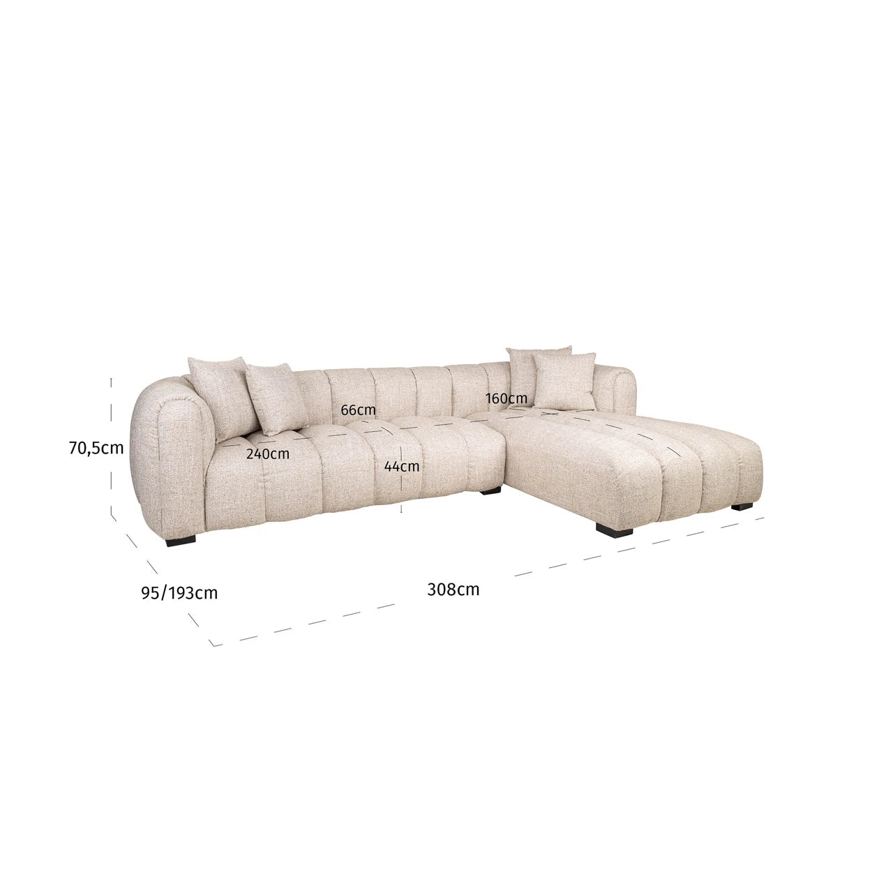 Sofa Novaro krem tweed lounge høyre brannhemmende Richmond Interiors Sofa
