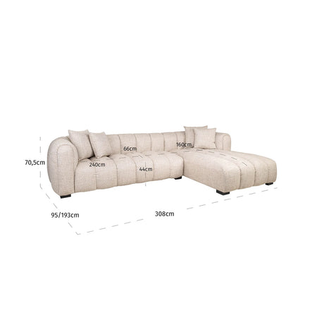 Sofa Novaro krem tweed lounge høyre brannhemmende Richmond Interiors Sofa
