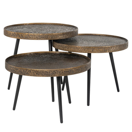 Coffee table Luton svart/gull sett med 3 Richmond Interiors Sofabord