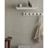 EDGY knagerække i tre med 8 brass knager - 90 cm - hvit Nordal COAT RACKS