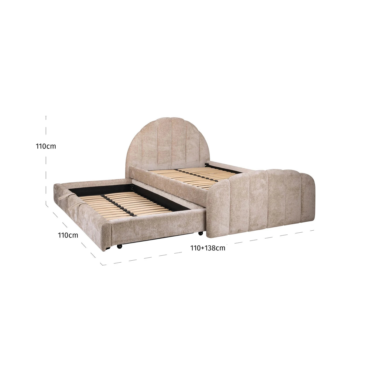 Bed Pixie clay chenille 120x200 med uttrekksseng Richmond Interiors Seng