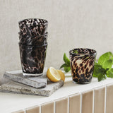 TEPIN drikkeglass med mønster - h10 cm - klart glass/brunt Nordal GLASS/JUGS