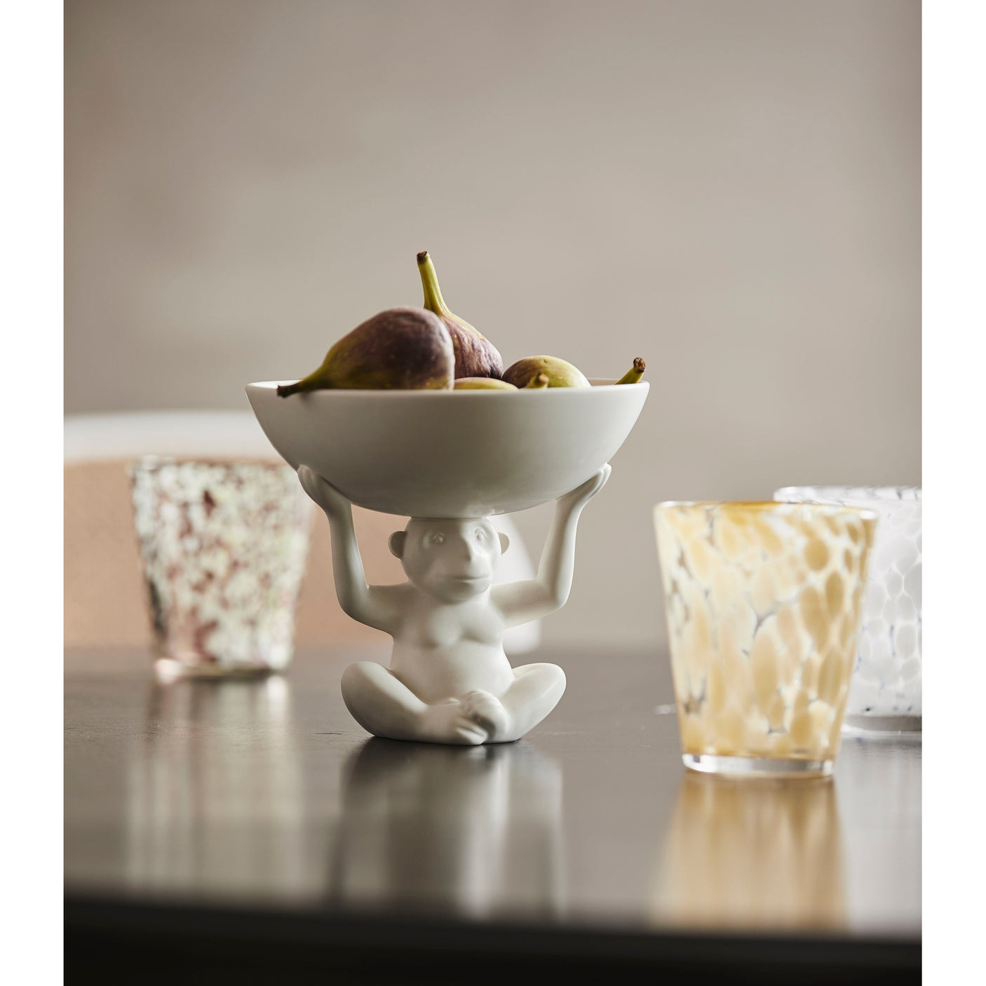 TEPIN drikkeglass med mønster - h10 cm - klart glass/beige Nordal GLASS/JUGS