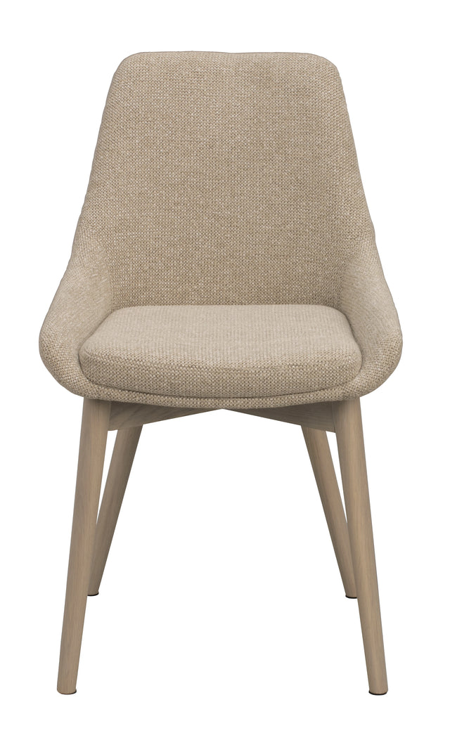Denley stol lysebeige stoff/whitet wash eikeben Rowico Spisestol