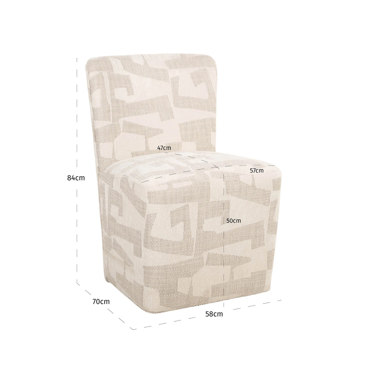 Spisestol Lorain beige grafikk på hjul Richmond Interiors Spisestol