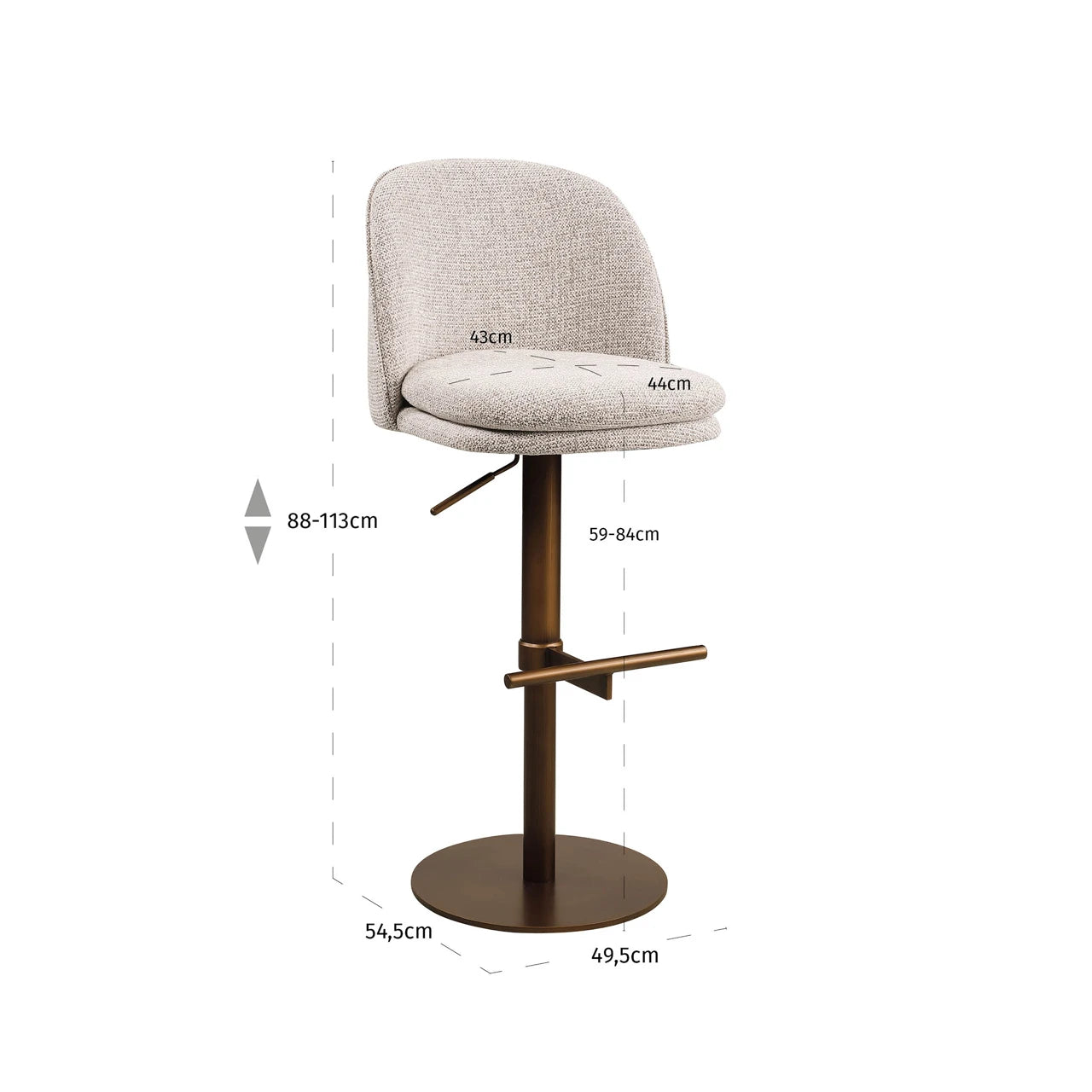 Barkrakk Vesper mocca fancy roterbar Richmond Interiors Barstol