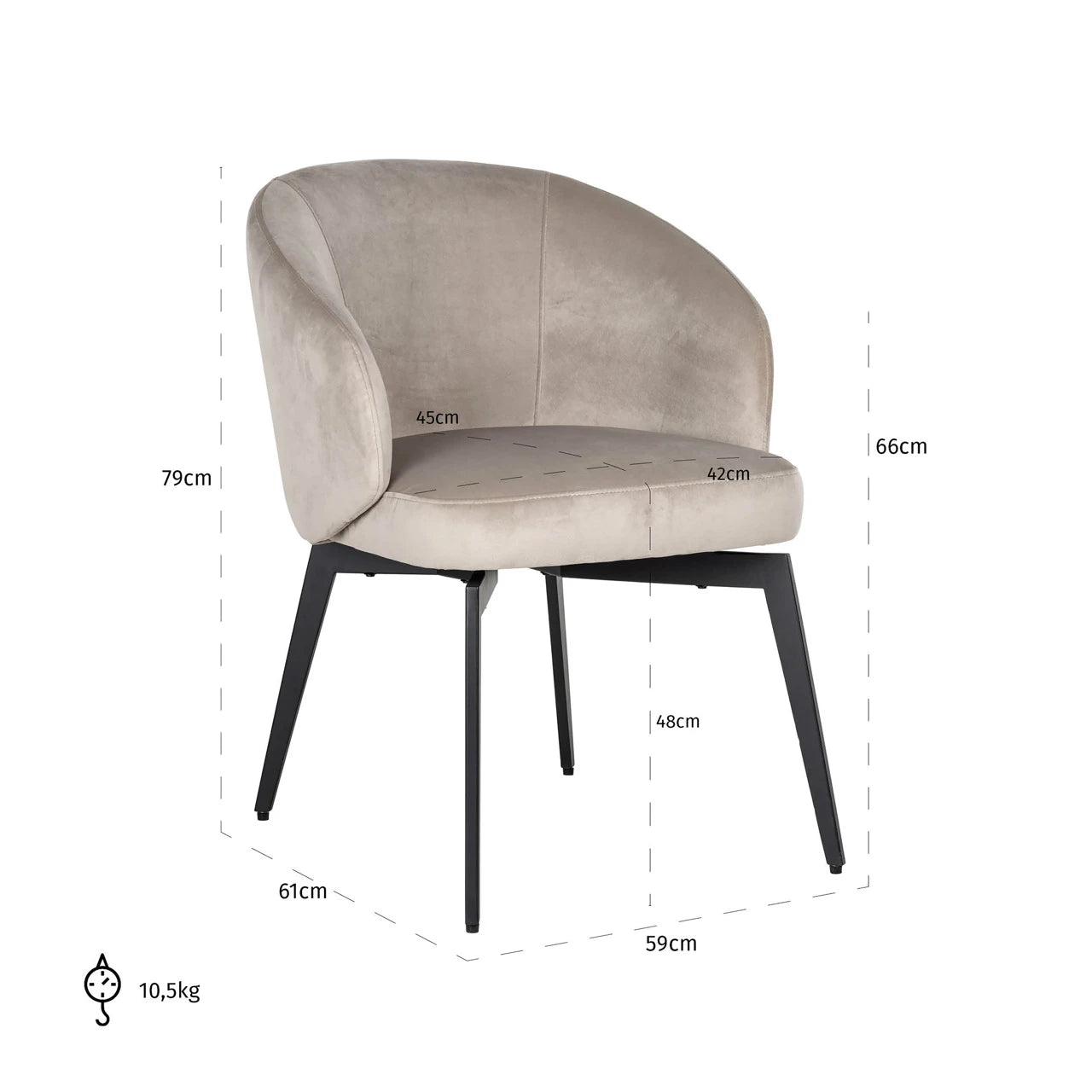 Spisestol Amphara khaki fløyel flammehemmende Richmond Interiors Spisestol