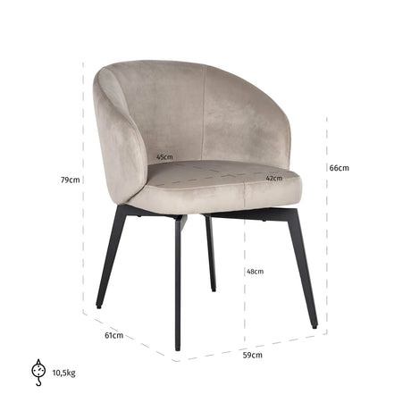Spisestol Amphara khaki fløyel flammehemmende Richmond Interiors Spisestol