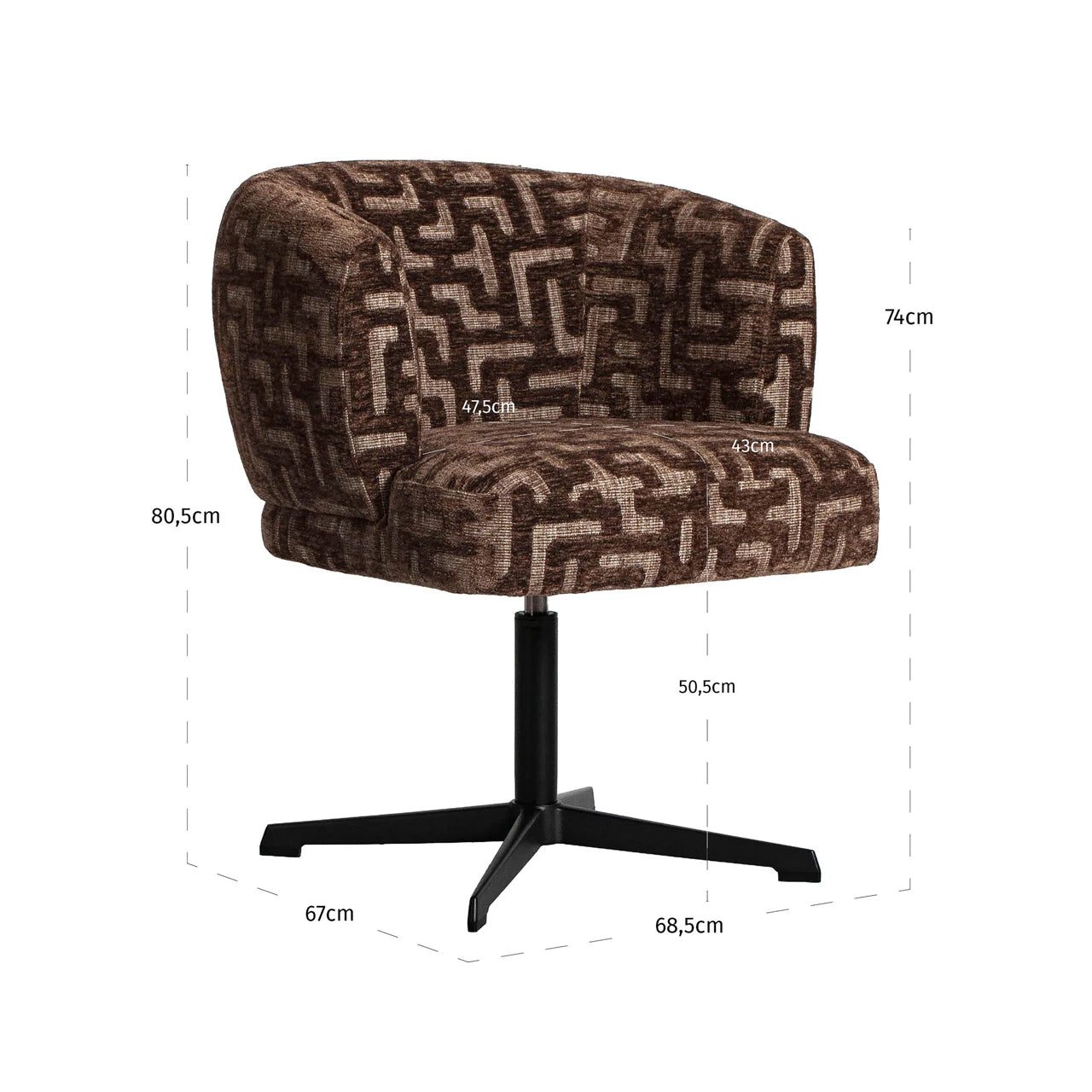 Spisestol Dinan brun labyrinth brannhemmende - svingbar Richmond Interiors Spisestol