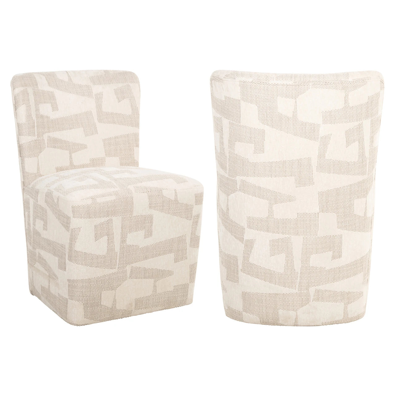 Spisestol Lorain beige grafikk på hjul Richmond Interiors Spisestol