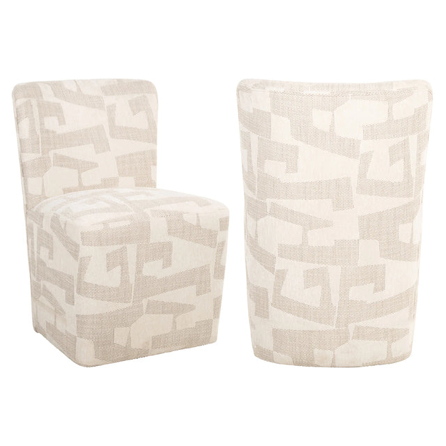 Spisestol Lorain beige grafikk på hjul Richmond Interiors Spisestol