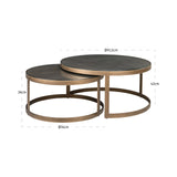 Salongbord Bloomville messing shagreen inkl. glassplater sett med 2 Richmond Interiors Sofabord