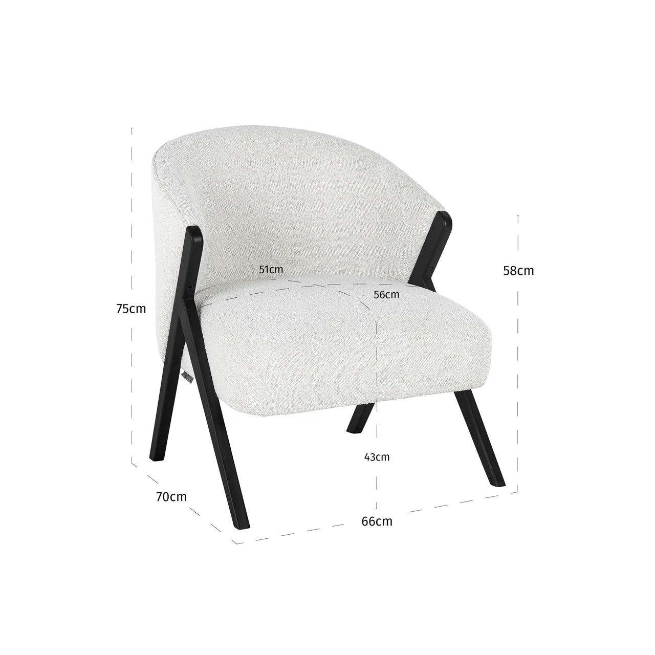 Lounge chair Mia hvit bouclé Richmond Interiors Lenestol