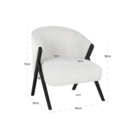 Lounge chair Mia hvit bouclé Richmond Interiors Lenestol