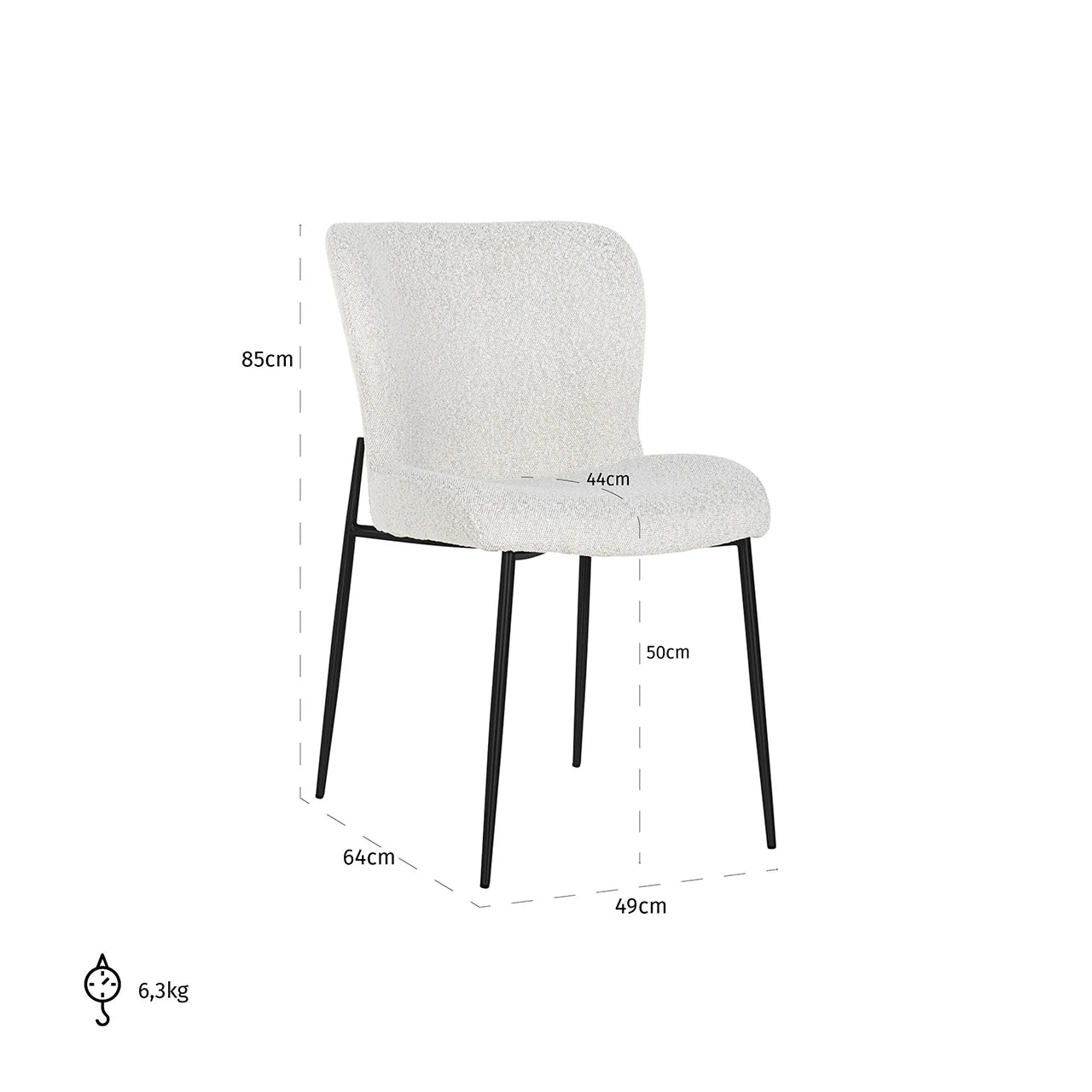 Spisestol Darby hvit bouclé sett med 2 Richmond Interiors Spisestol