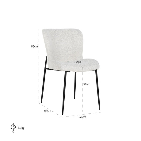 Spisestol Darby hvit bouclé sett med 2 Richmond Interiors Spisestol