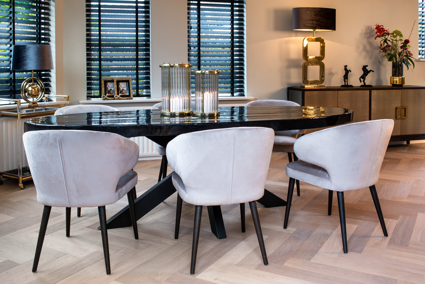 Spisestol Indigo khaki fløyel Richmond Interiors Spisestol