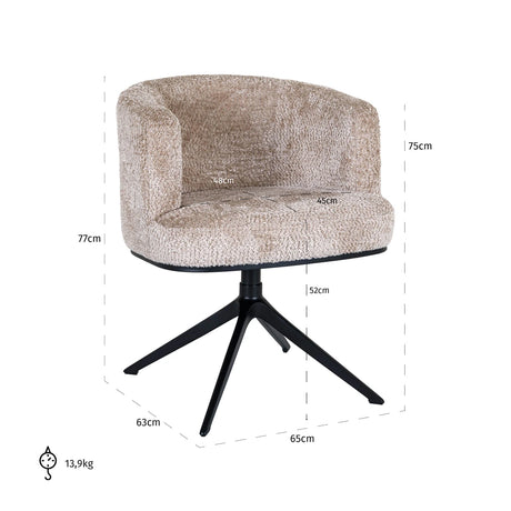 Spisestol Cheyenne nydelig beige svingbar Richmond Interiors Spisestol
