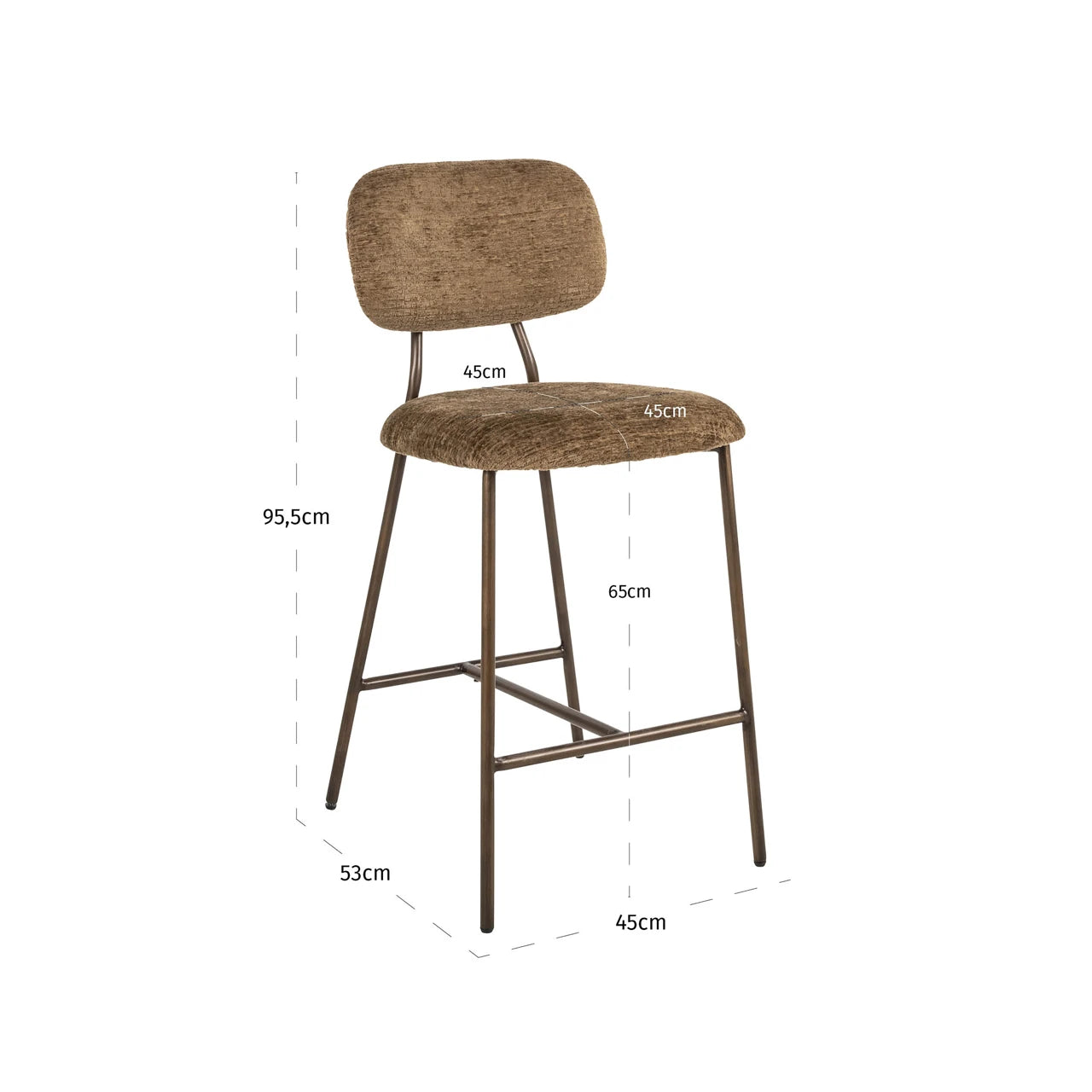 Counter stool Xenia brandy fusion brannhemmende sett med 2 Richmond Interiors Barstol