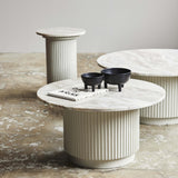 ERIE rundt sofabord i tre og marmor - ø75 cm - råhvit, brun, beige Nordal TABLES