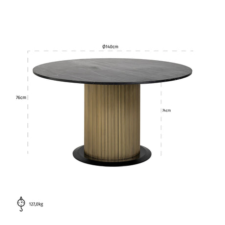 Spisebord Ironville gull 140Ø Richmond Interiors Spisebord