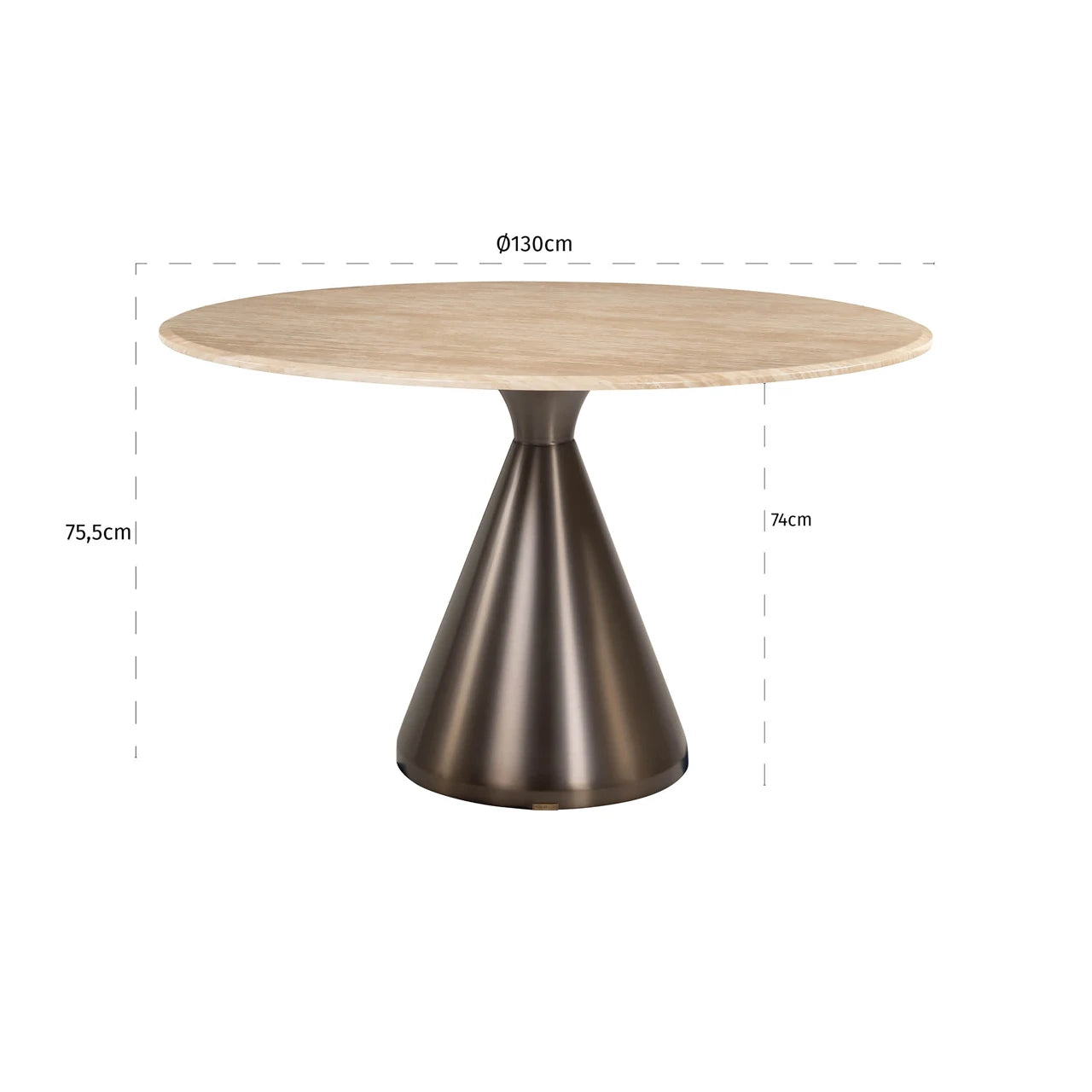 Spisebord Montgommery beige 130Ø Richmond Interiors Spisebord