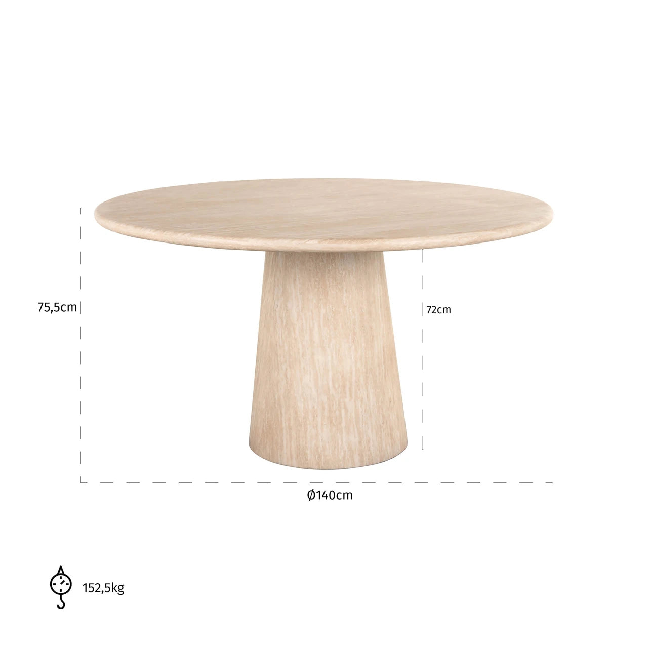 Spisebord Fictus beige 140Ø Richmond Interiors Spisebord