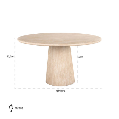 Spisebord Fictus beige 140Ø Richmond Interiors Spisebord