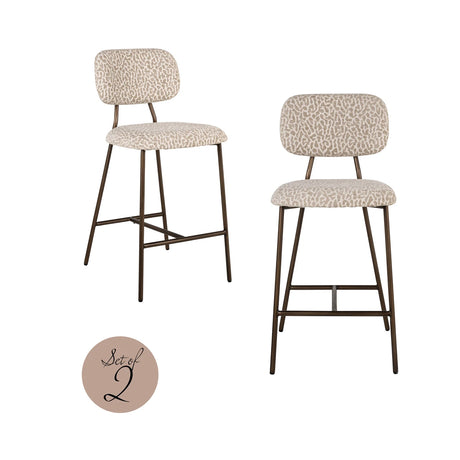Krakk Xenia beige leopard brannhemmende sett med 2 Richmond Interiors Barstol